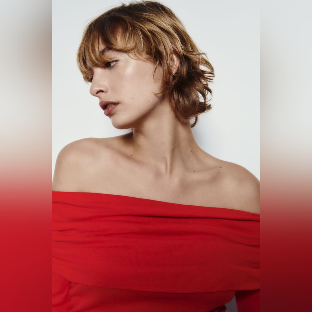 100% COTTON RUCHED SEMI-SHEER COTTON TOP BY ZARA